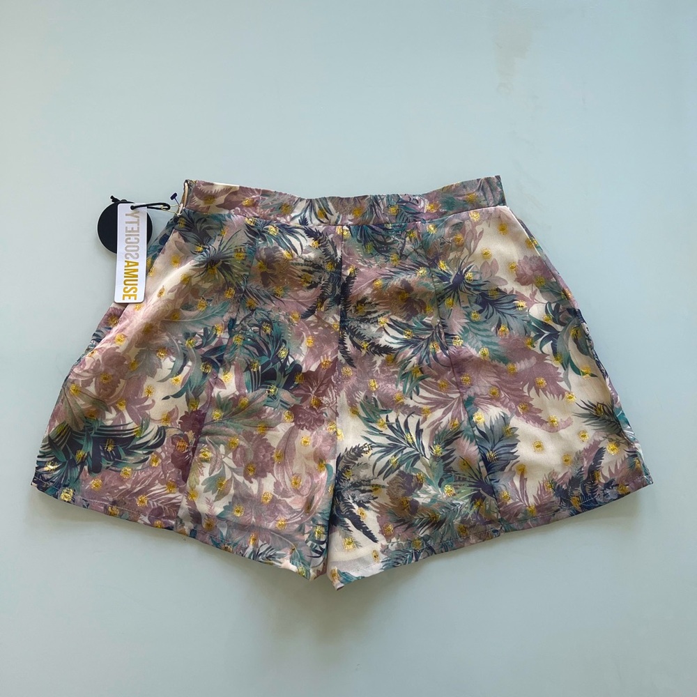 NWT! AMUSE SOCIETY beach BLOSSOMING WOVEN SHORTS size S